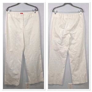 Oscar Women’s Textured Wide Leg Pants Sz 12 White Cotton Spandex Blend